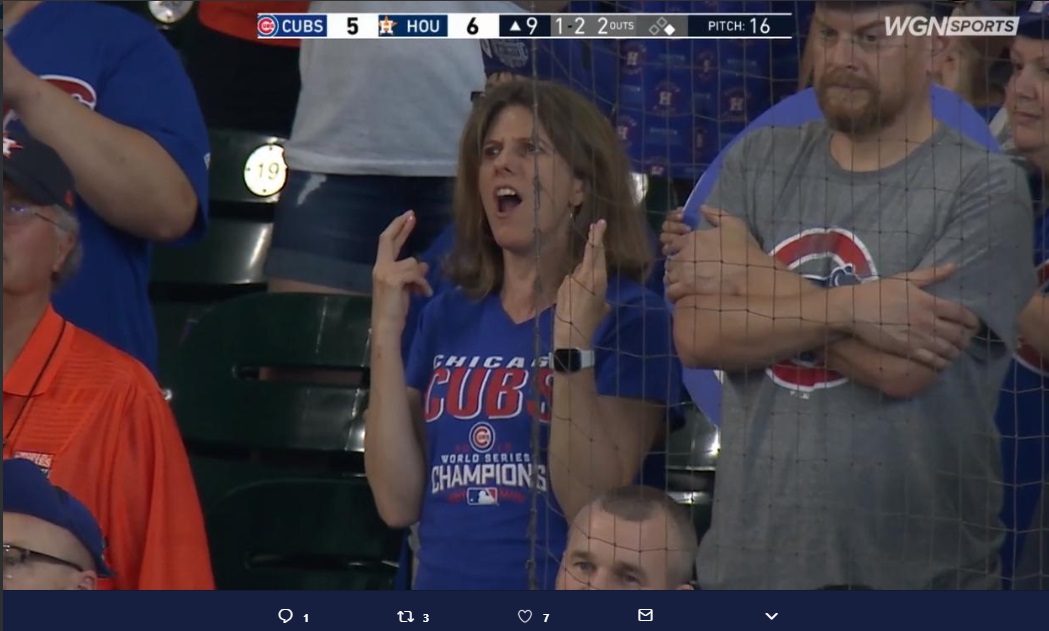 PHOTO Chicago Cubs Fan Double Flips Off WGN Camera