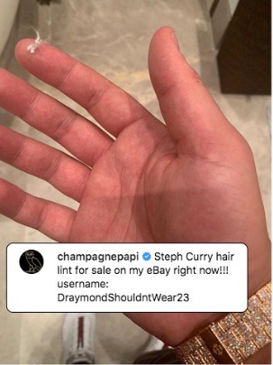 PHOTO Drake Selling Steph Curry Hair Lint On Ebay With The Username DraymondShouldntWear23