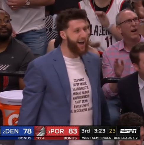 PHOTO Jusuf Nurkic Wearing Shirt Under Suit That List All Bosnian War Heroes