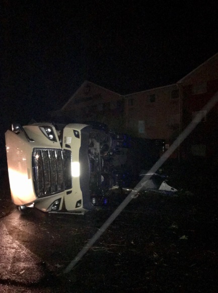 PHOTO Semi Truck Turned OVER By Jefferson City Missouri Tornado