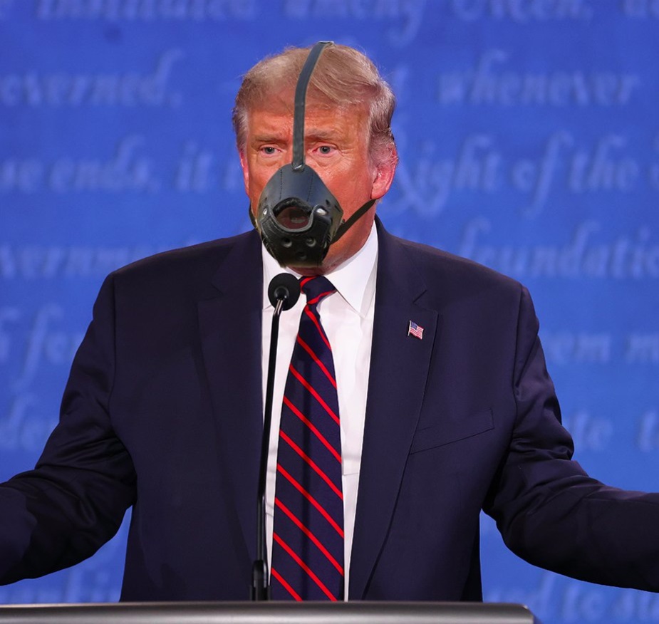 PHOTO Donald Trump Wearing Muzzle During Debate