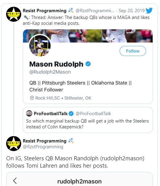 PHOTO Mason Rudolph Is A MAGA Supporter