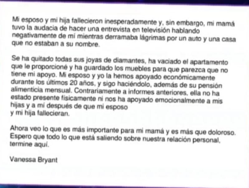 PHOTO Vanessa Bryant Cut Off Her Mom Financially And Her Mother Doesn't Even Provide Emotional Support Since Vanessa Lost Kobe