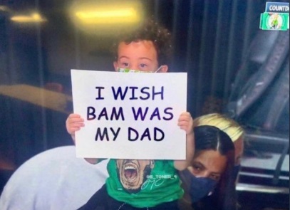 PHOTO Young Celtics Fan Holding Sign That SaysI Wish Bam Was My Dad