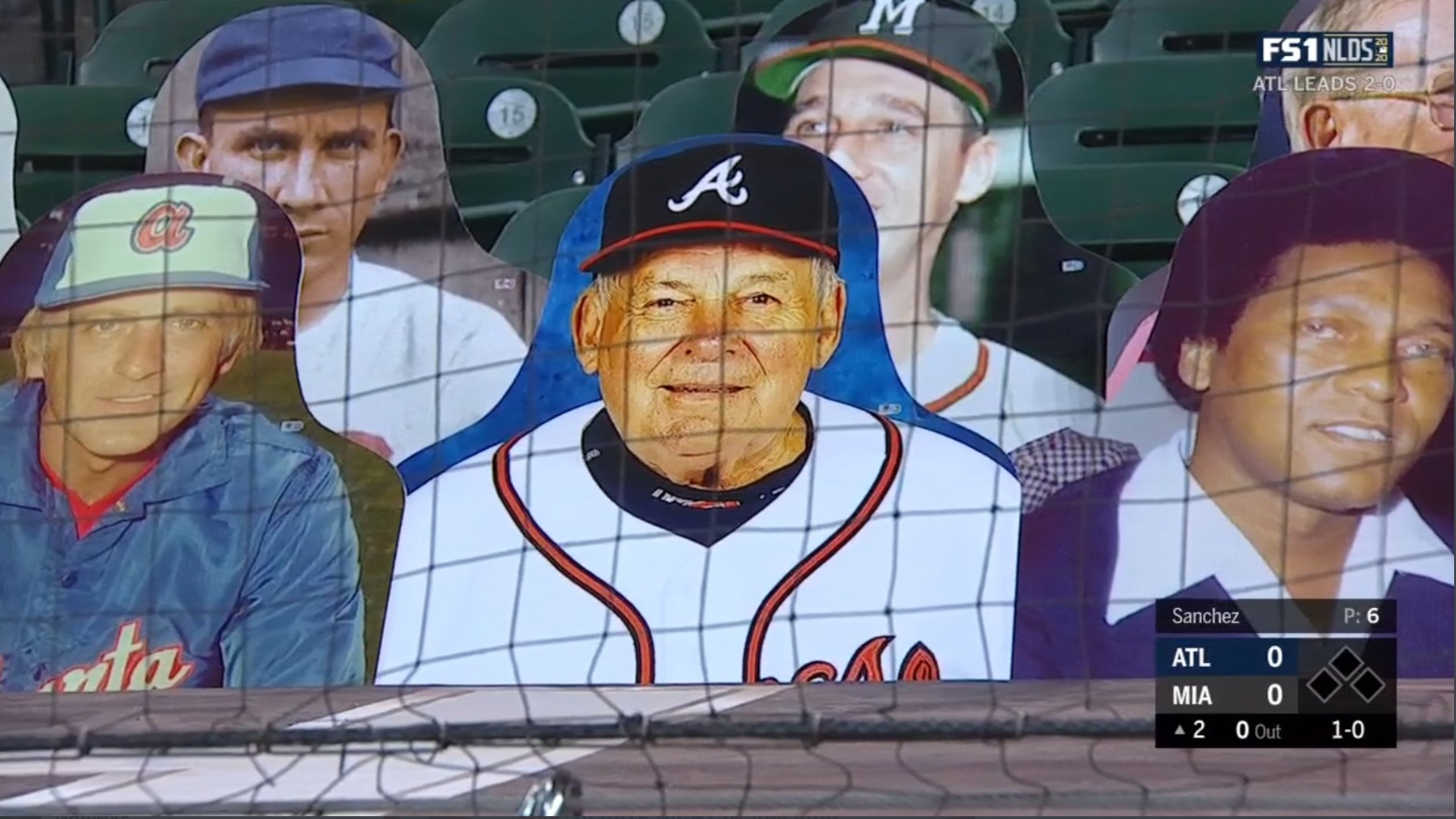 PHOTO Bobby Cox Cutout Behind Home Plate For Marlins Braves