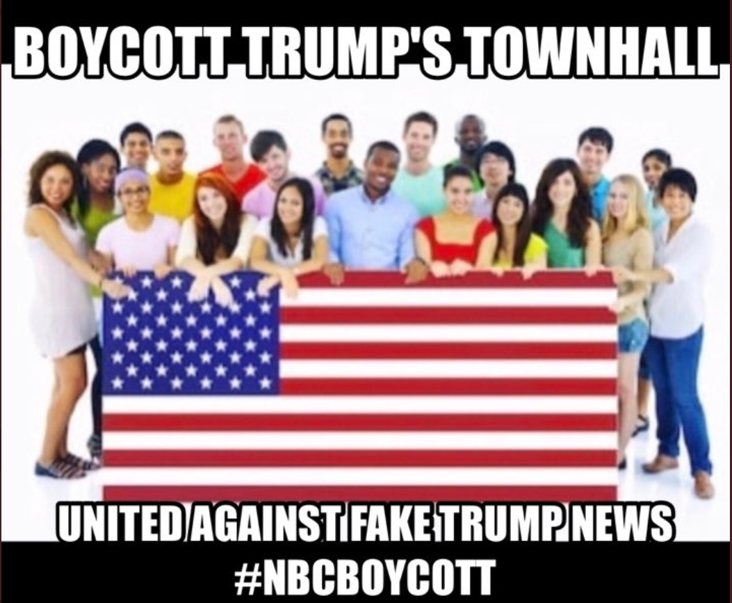 PHOTO Boycott Trump's Townhall United Against Fake Trump News NBC Boycott Meme