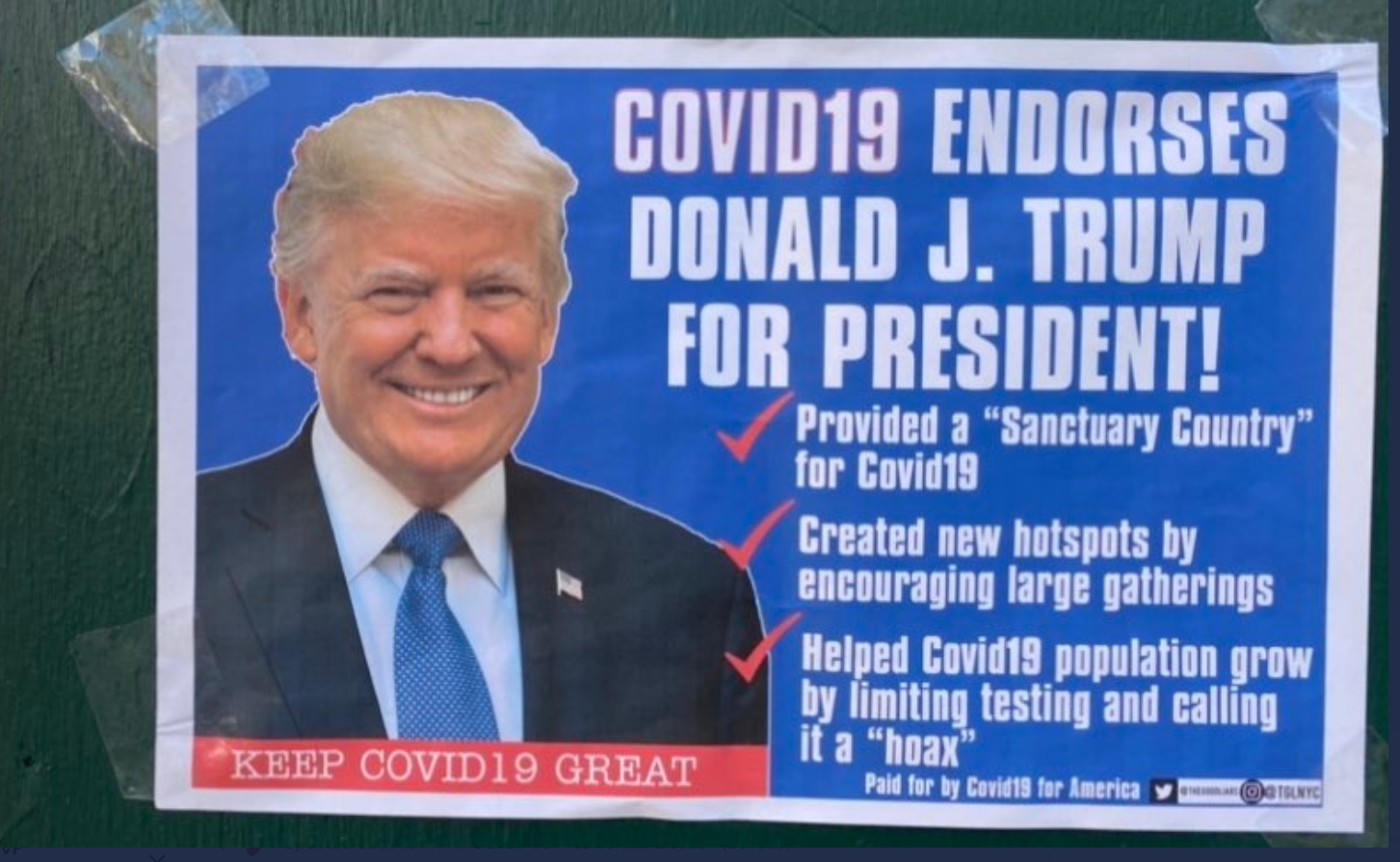 PHOTO COVID19 Endorses Donald Trump For President