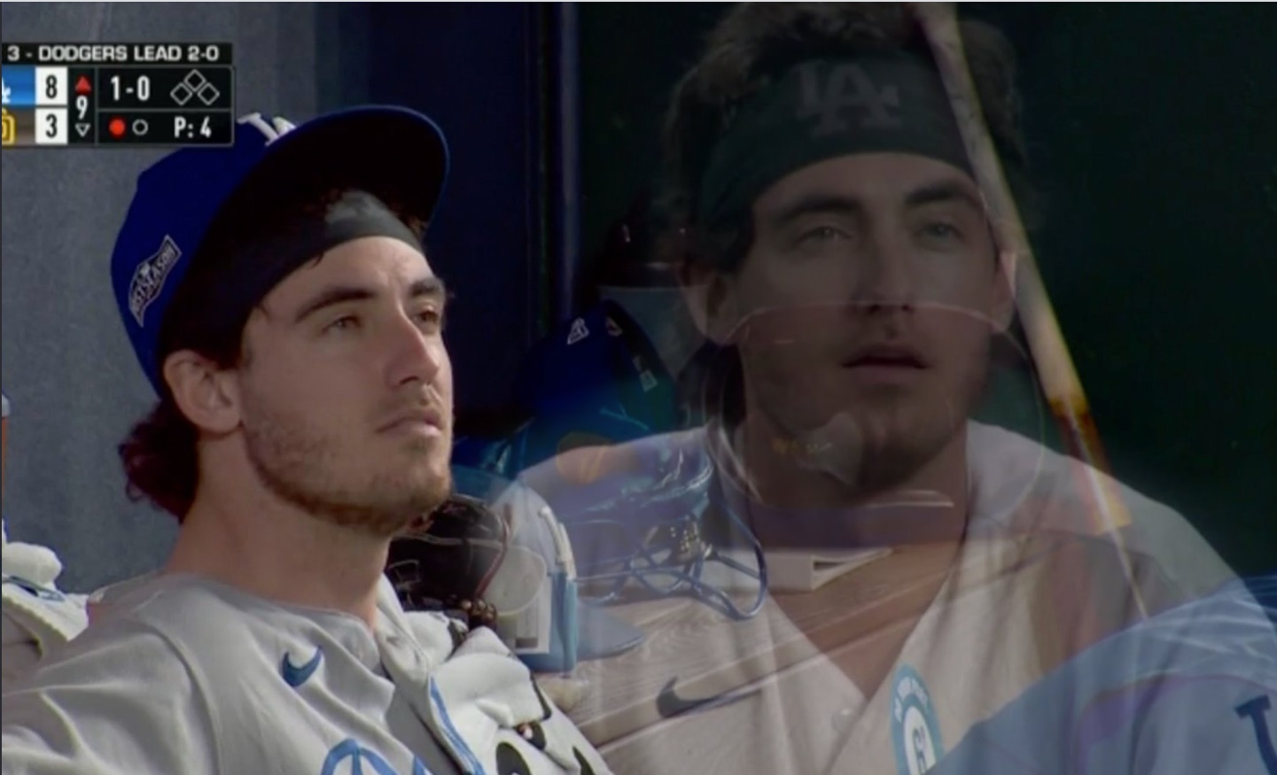 PHOTO Cody Bellinger Heavily Day Dreaming During 9th Inning Of Dodgers Padres Game 3