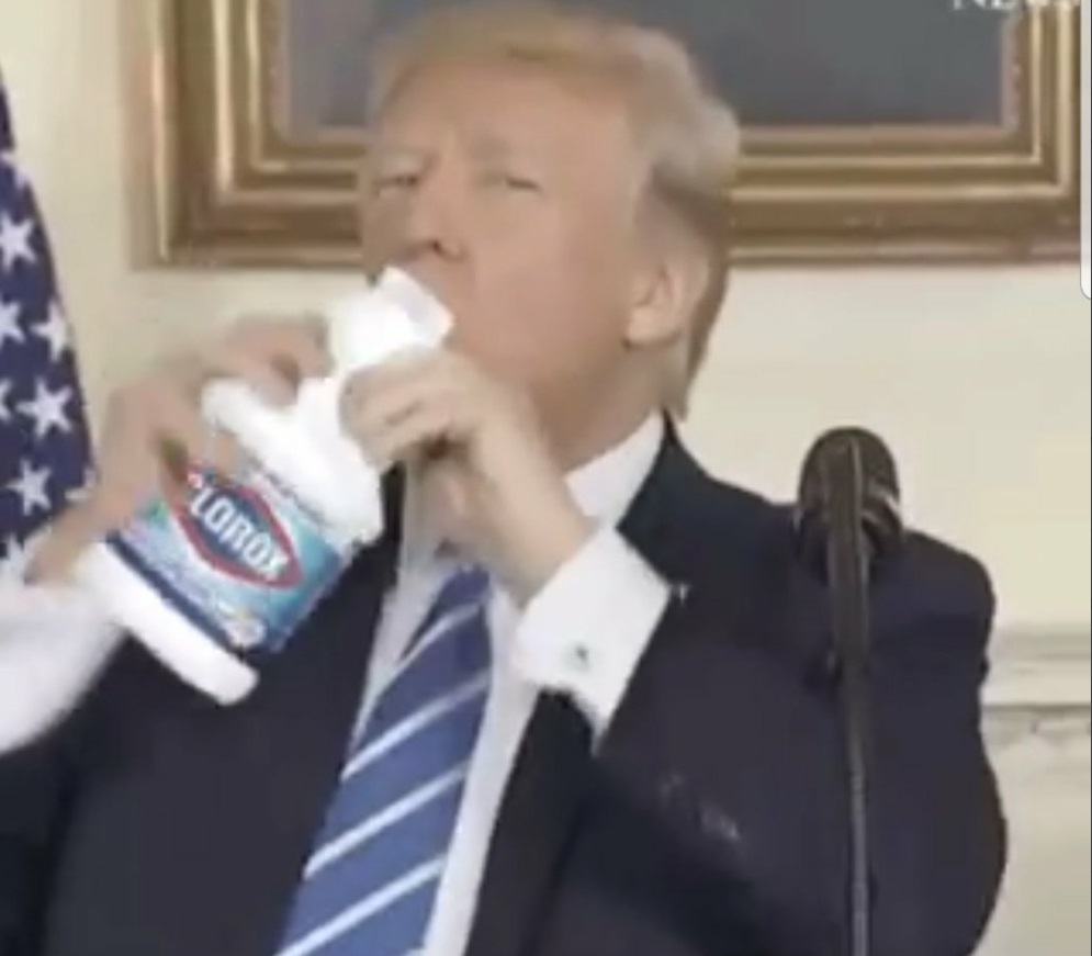 PHOTO Donald Trump Drinking Bleach Out Of A Bottle