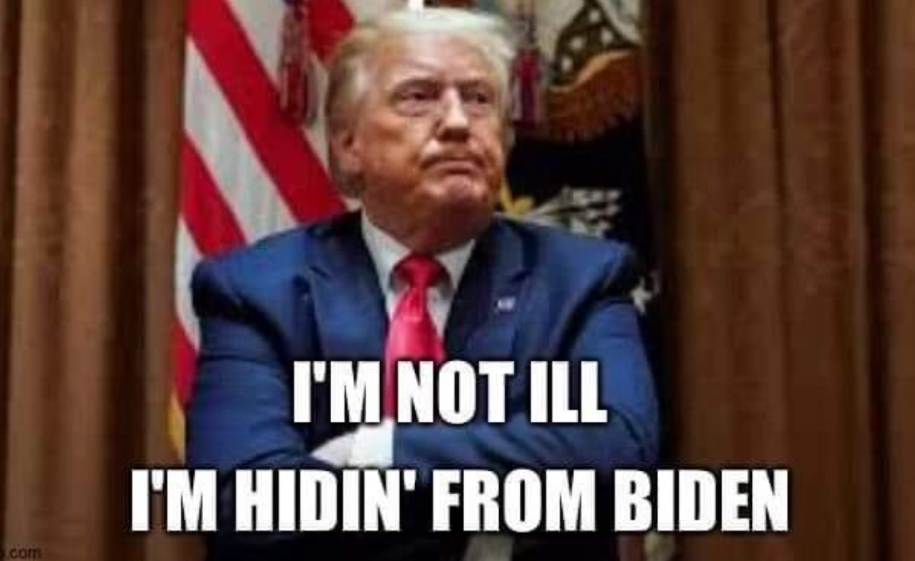 PHOTO Donald Trump I'm Not Ill I'm Hidin From Biden Meme