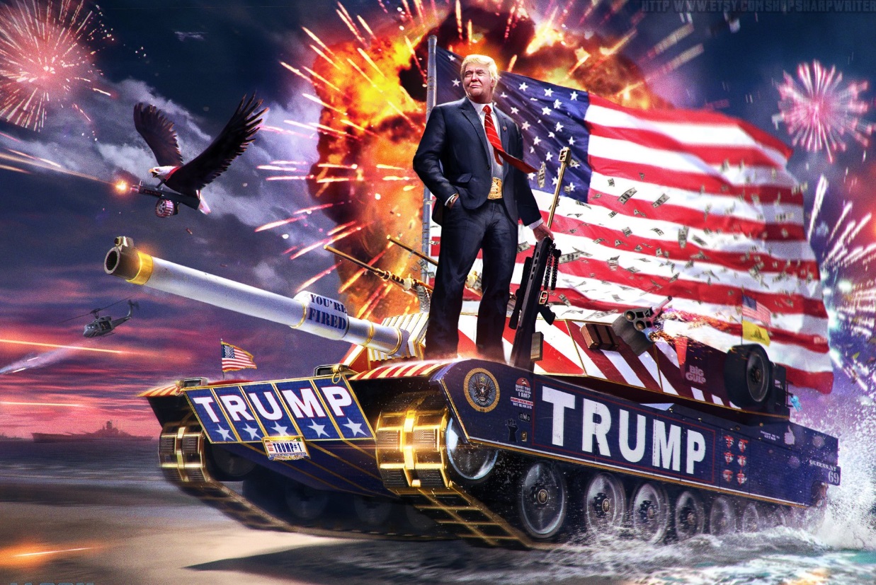 PHOTO Donald Trump Riding A Tank Into The 2020 Election