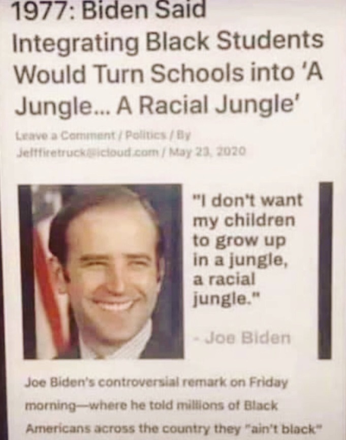 PHOTO Joe Biden Made Racial Comments In 1977 Saying He Didn't Want His Children To Grow Up In A Racial Jungle