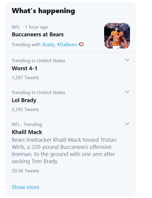 PHOTO LOL Brady Trending After Tom Brady Loses To Chicago Bears