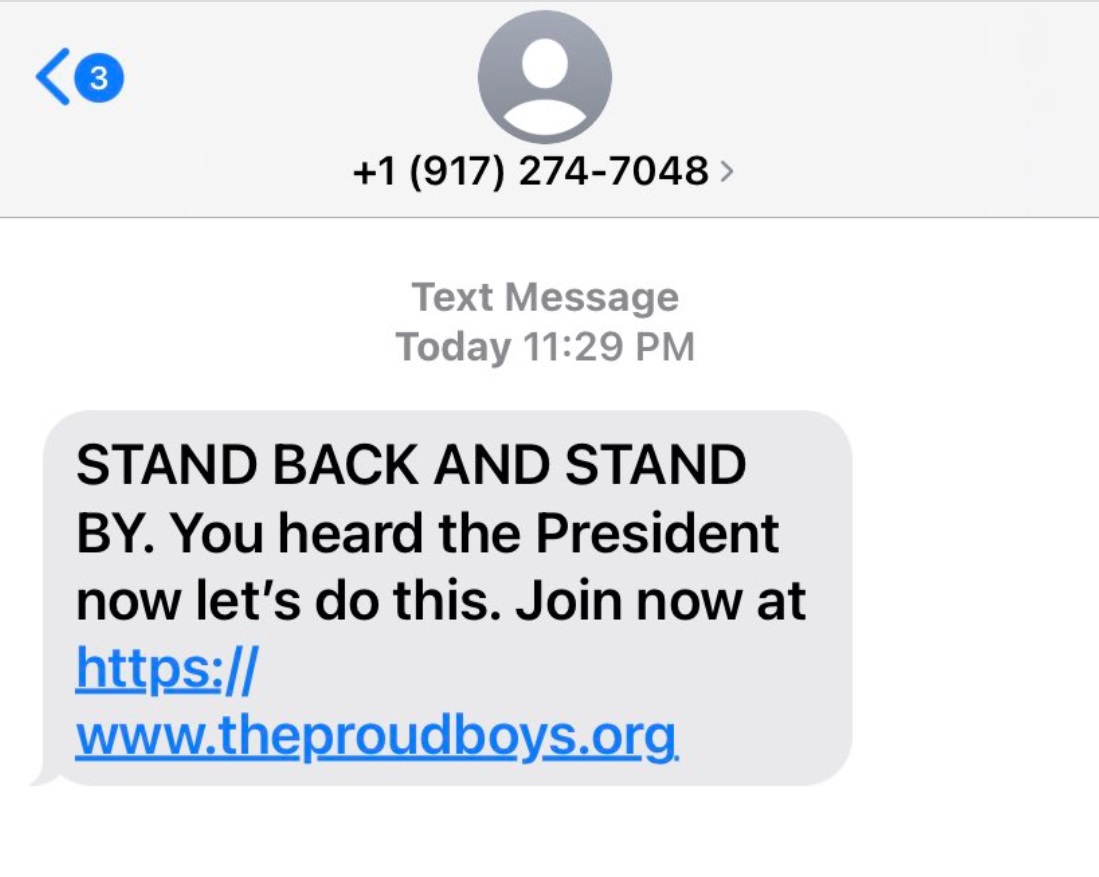 PHOTO Proud Boys Trying To Recruit People By Text Message Campaign