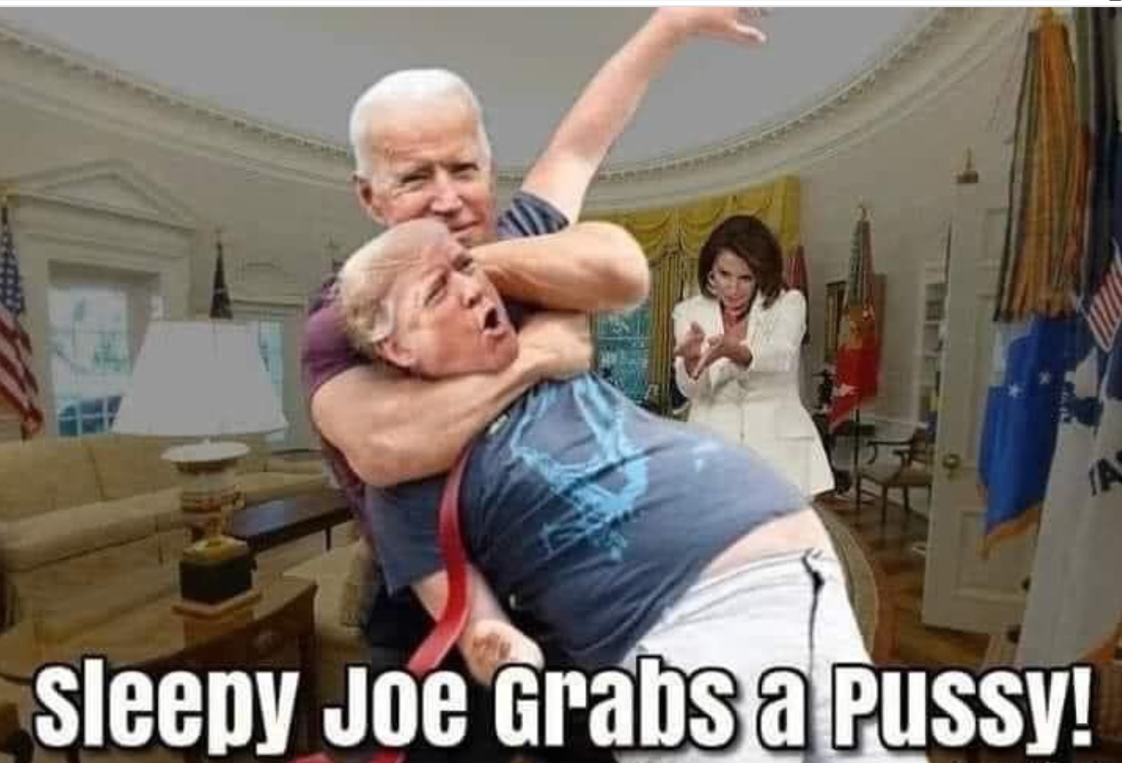 PHOTO Sleepy Joe Grabbing Donald Trump By The Neck Meme