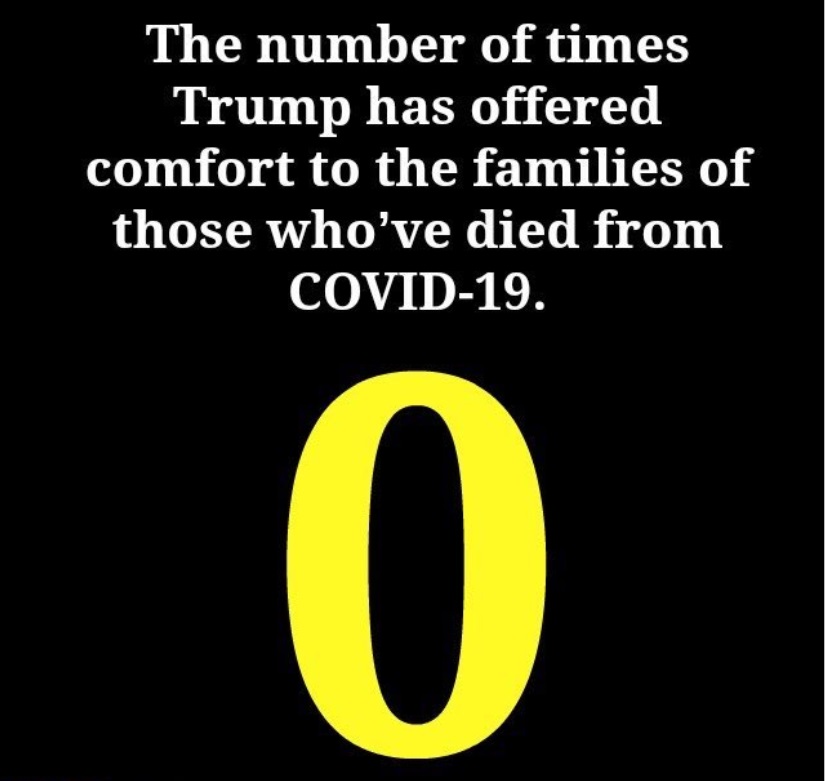 PHOTO The Number Of Times Trump Has Offered Comfort To The Families Of Those Who Died From COVID Meme