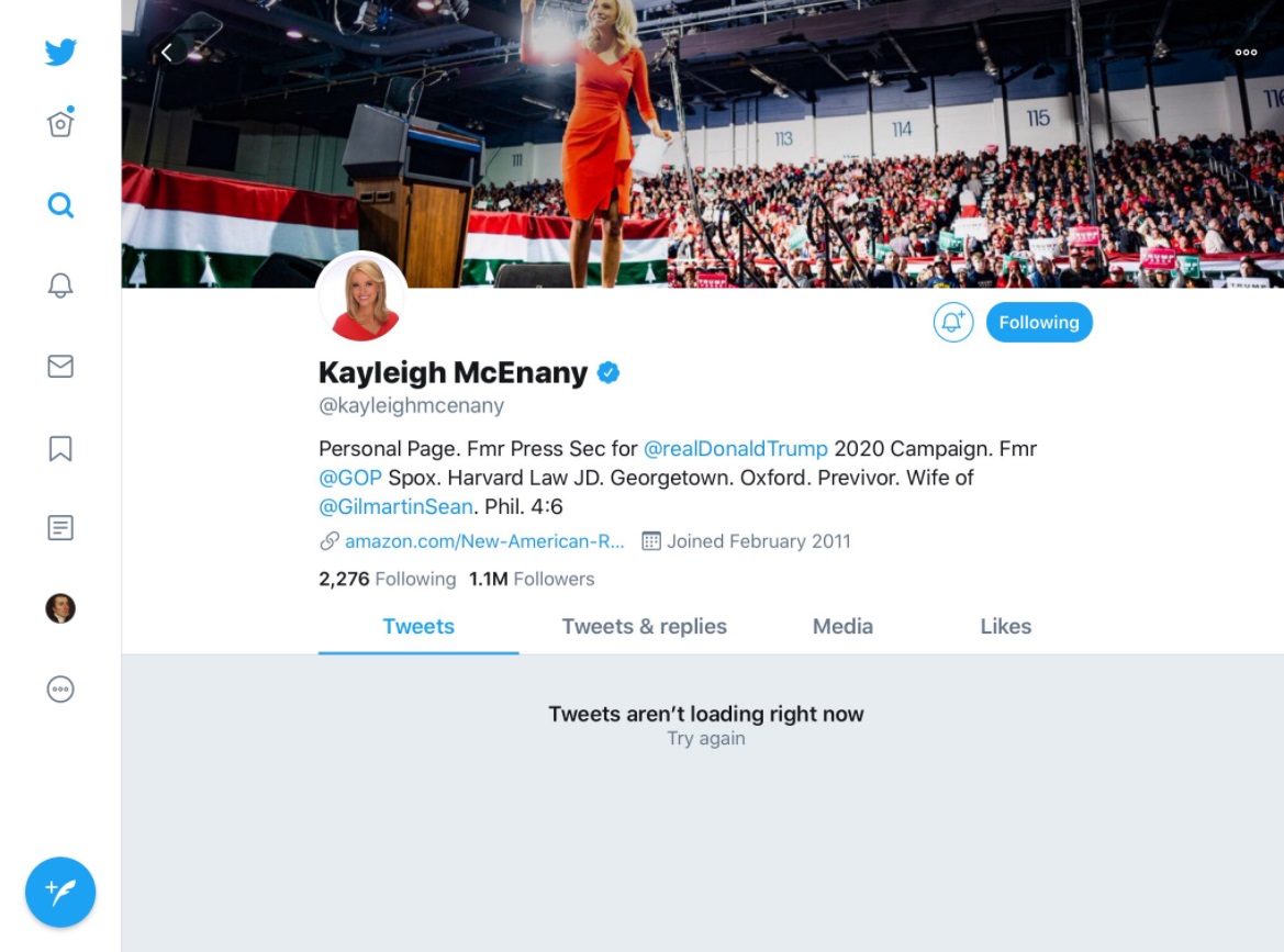 PHOTO Twitter Still Blocking Kayleigh McEnany's Tweets