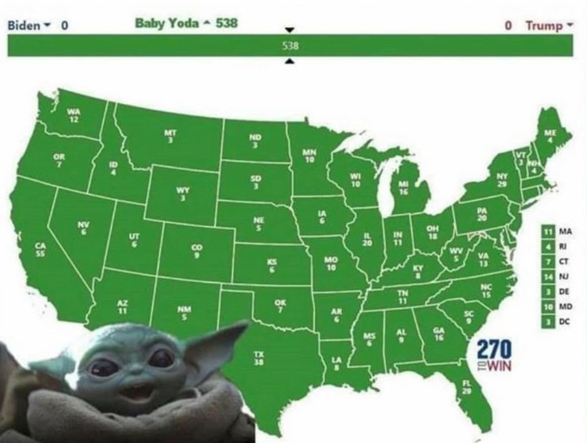 PHOTO Baby Yoda Beat Joe Biden In All 50 States In The Election