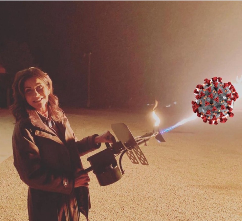 PHOTO Kristi Noem Shooting Coronavirus With A Flamethrower