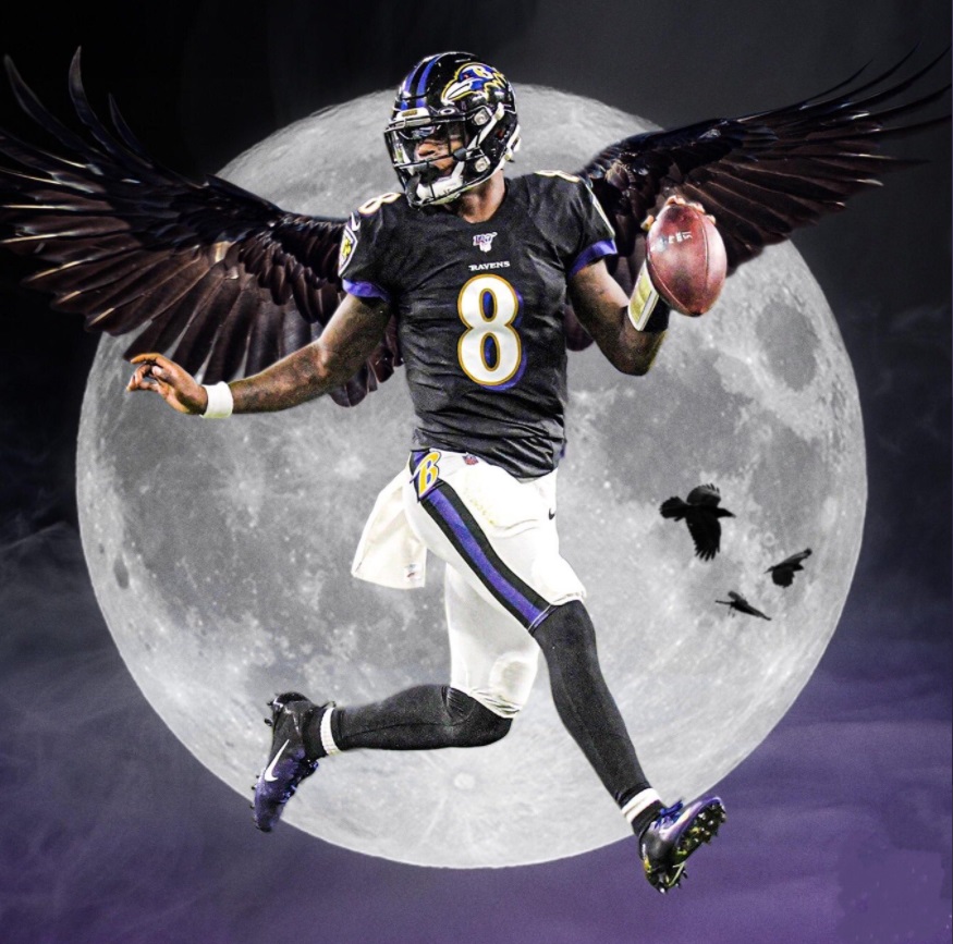 PHOTO Lamar Jackson With Raven Wings