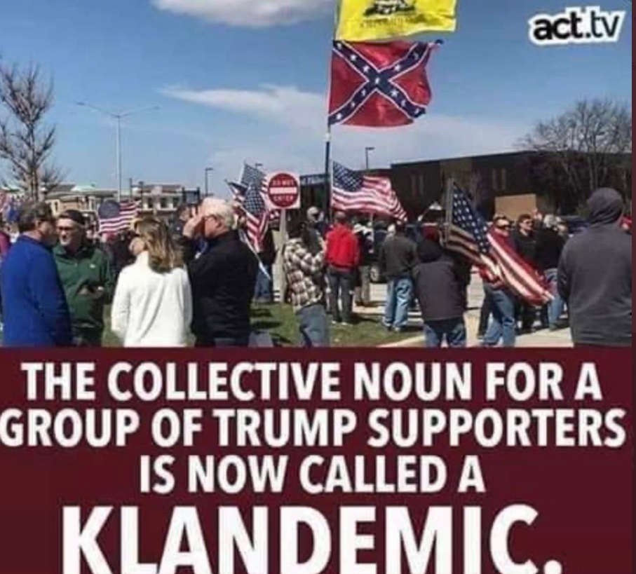 PHOTO The Collective Noun For A Group of Trump Supporters Is Now Called A Klandemic Meme