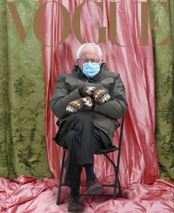 PHOTO Bernie Sanders And His Mittens On The Cover Of Vogue Magazine