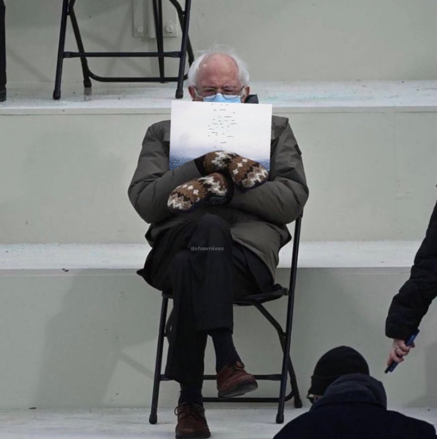 PHOTO Bernie Sanders Holding Wonder By Shawn Mendes