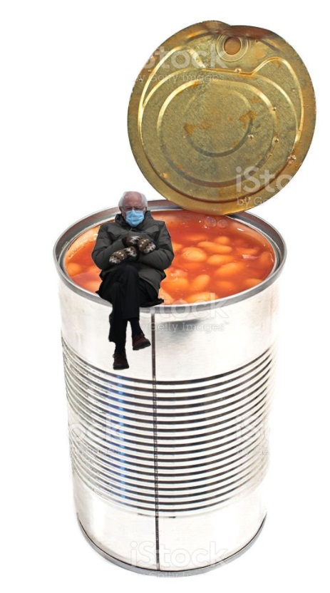 PHOTO Bernie Sanders Sitting On The Lid Of A Soup Can