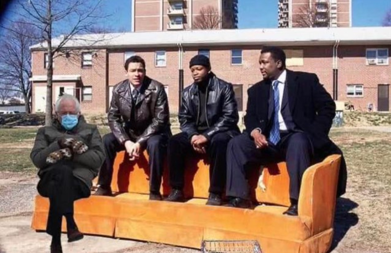 PHOTO Bernie Sanders Sitting With Wendell Pierce