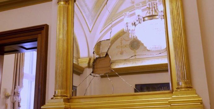 PHOTO Glass Mirror Broken In Nancy Pelosi's Office