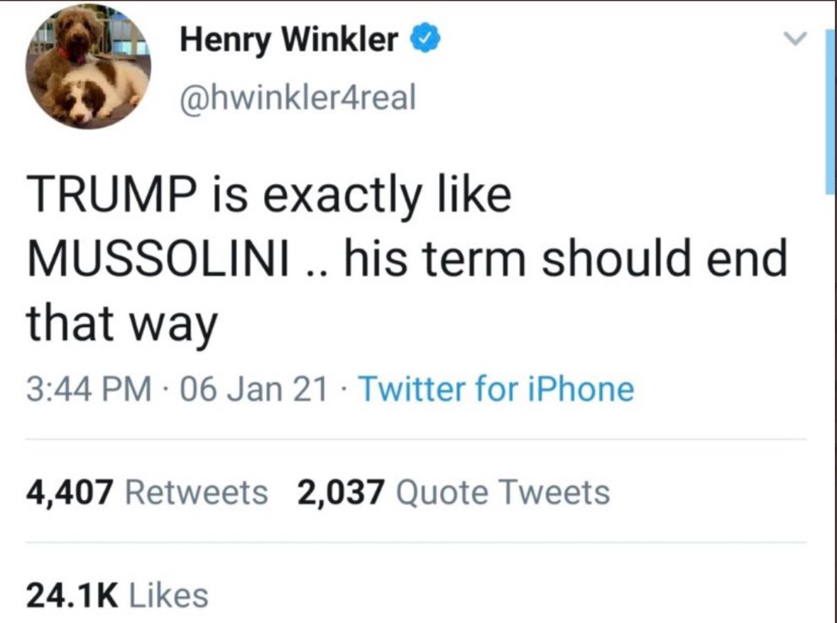 PHOTO Henry Winkler Calls Trump Mussolini