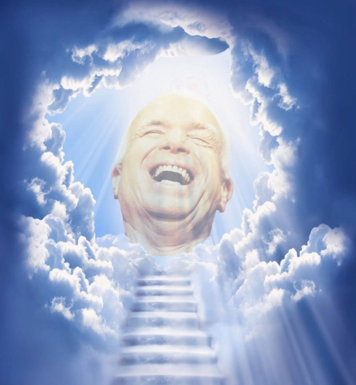 PHOTO John McCain Laughing At Donald Trump From Heaven