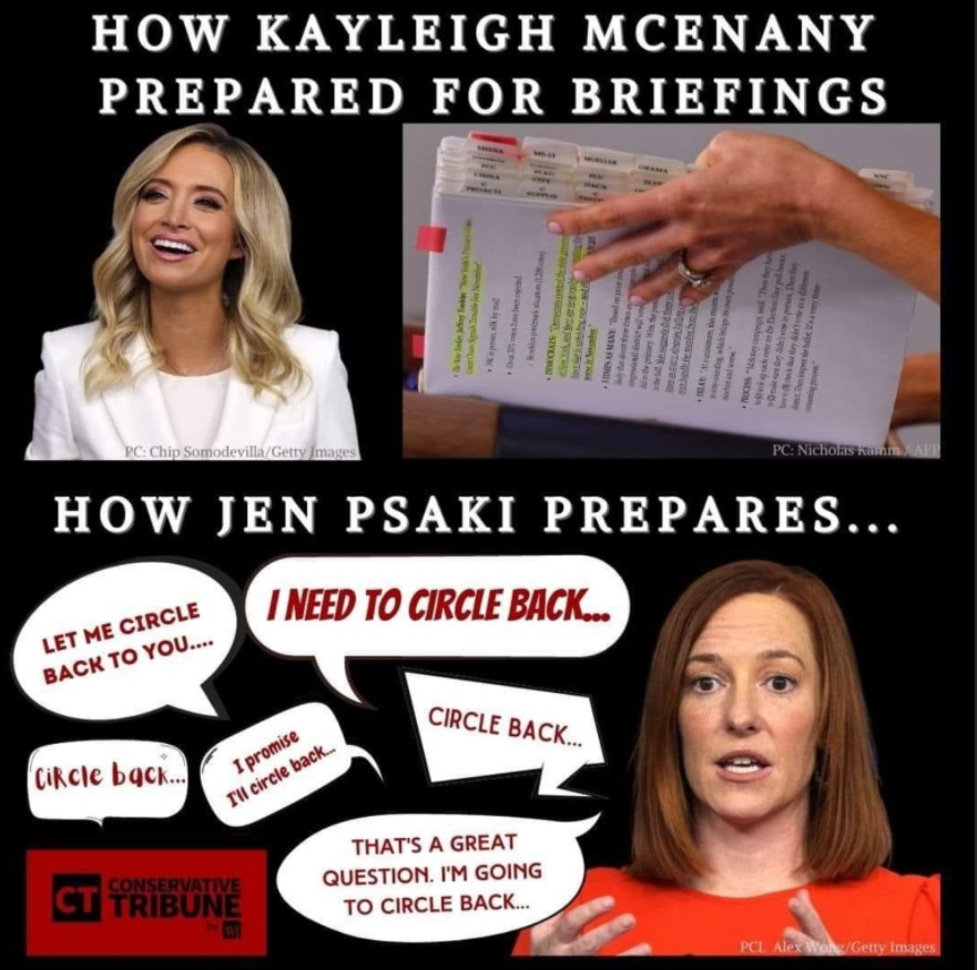 PHOTO How Kayleigh McEnany Prepared For Briefing How Jen Psaki Prepares Meme