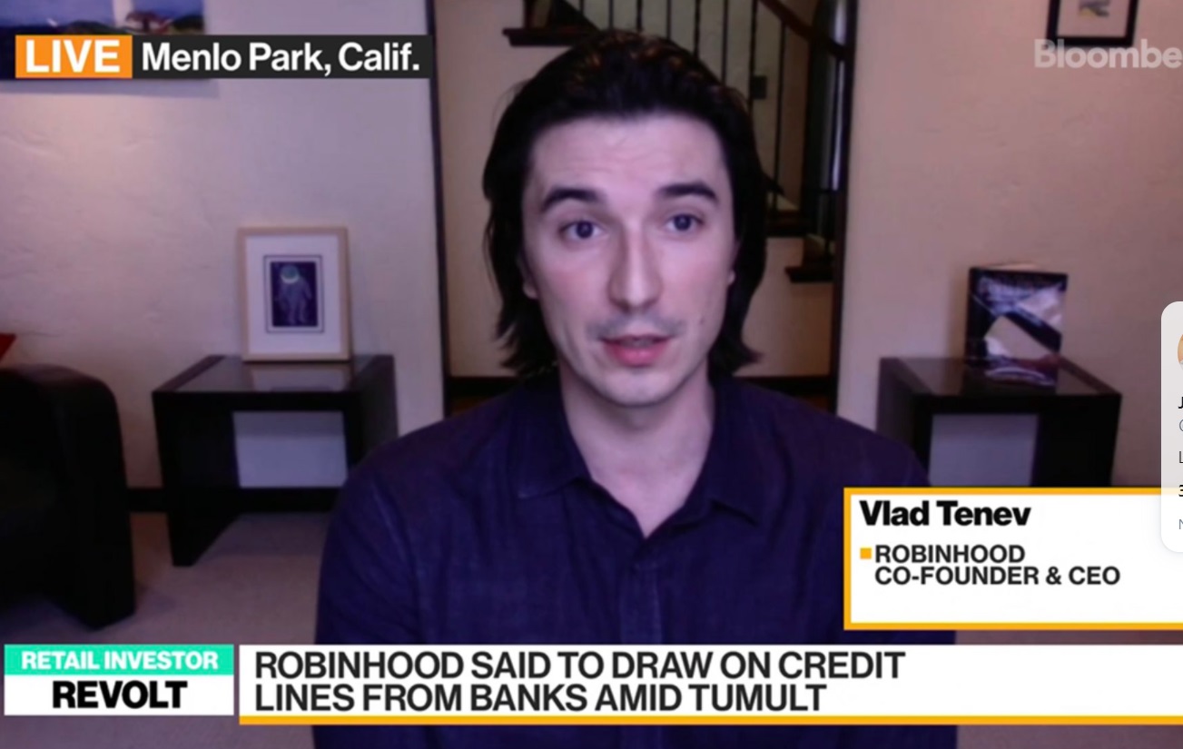 PHOTO Robinhood CEO Vlad Tenev Does Zoom Interviews From His Very Poorly Lit Living Room