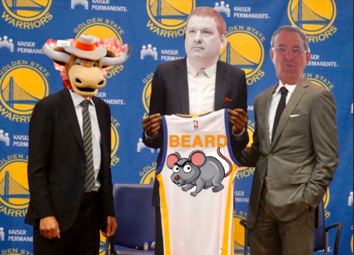 PHOTO Chris Beard Mouse On Jersey Golden State Warriors Intro Press Conference Meme