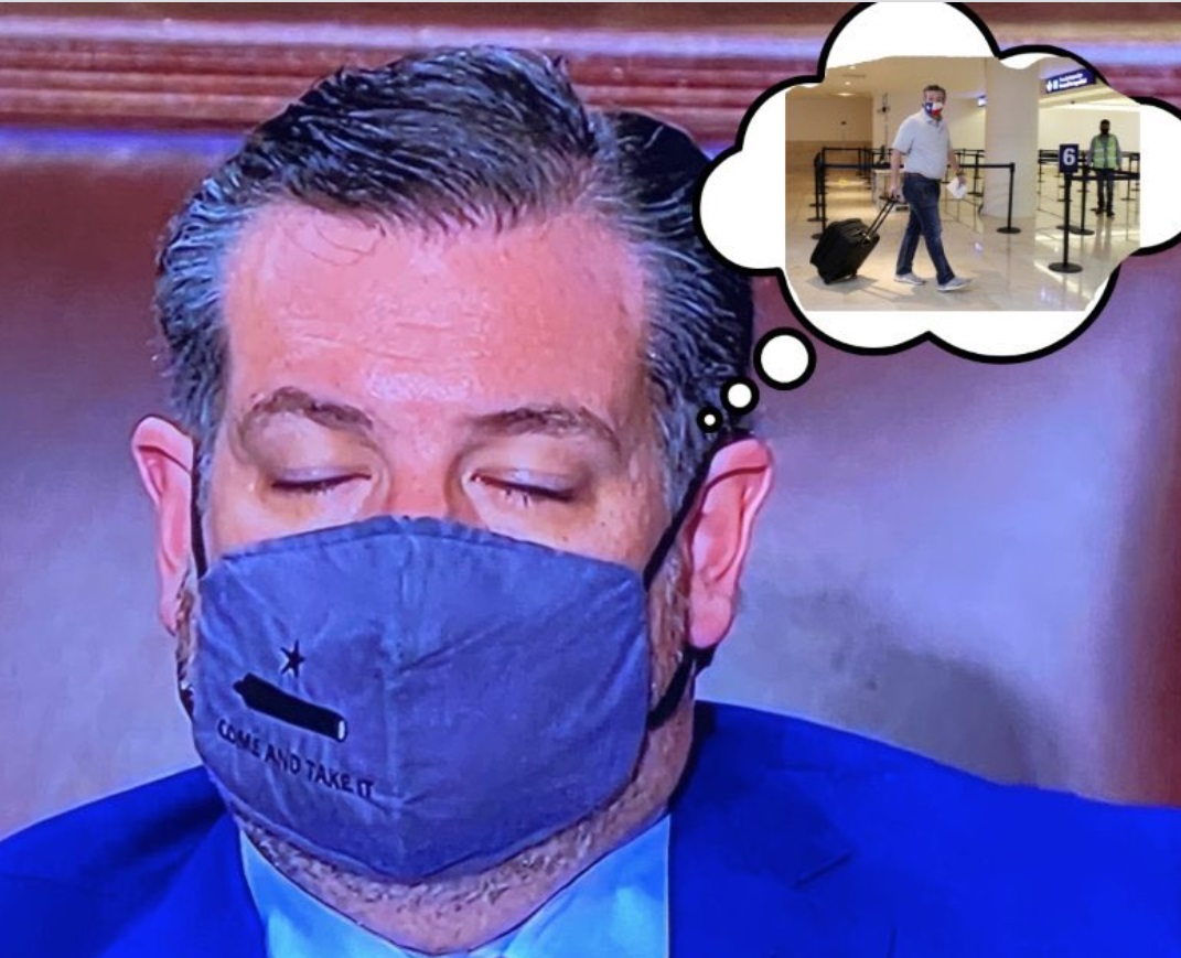 PHOTO Close Up Of Ted Cruz Wearing A Come And Take It Mask