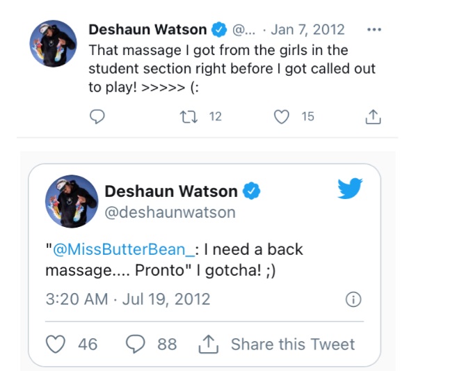 PHOTO Deshaun Watson Once Tweeted About Massage He Got From Girl In Clemson Student Section