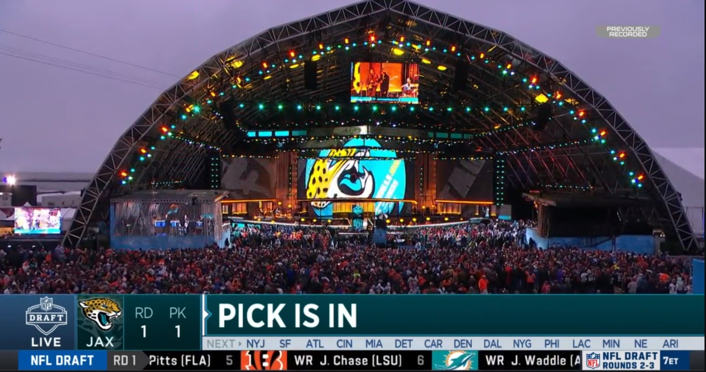 PHOTO Dusk Setting In On The 2021 NFL Draft In Cleveland