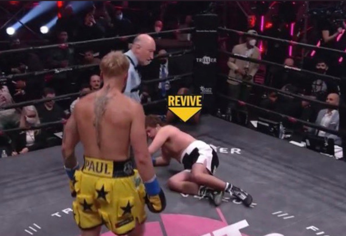 PHOTO Jake Paul's Opponent Trying To Revive Himself During Fight