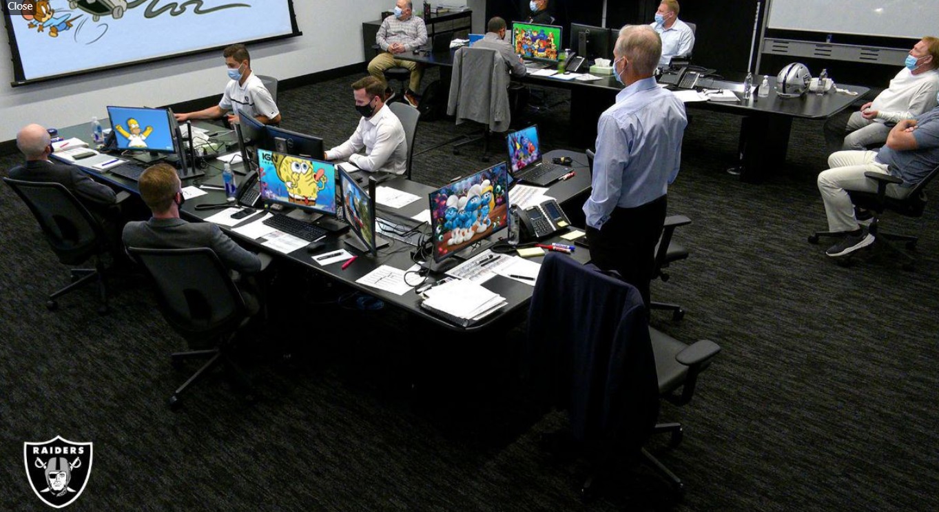 PHOTO Las Vegas Raiders Draft Room Was Watching Spongebob During Live Picks