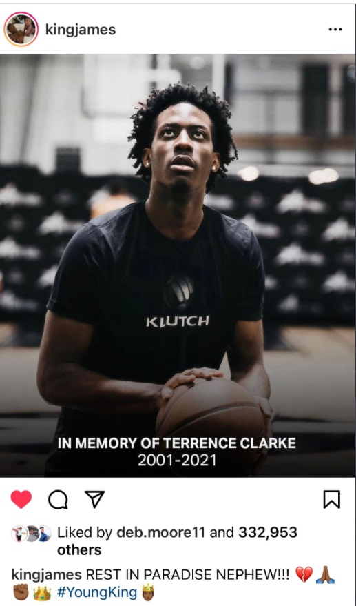 PHOTO Lebron's Tribute To Terrence Clarke Was WEAK And Predictable