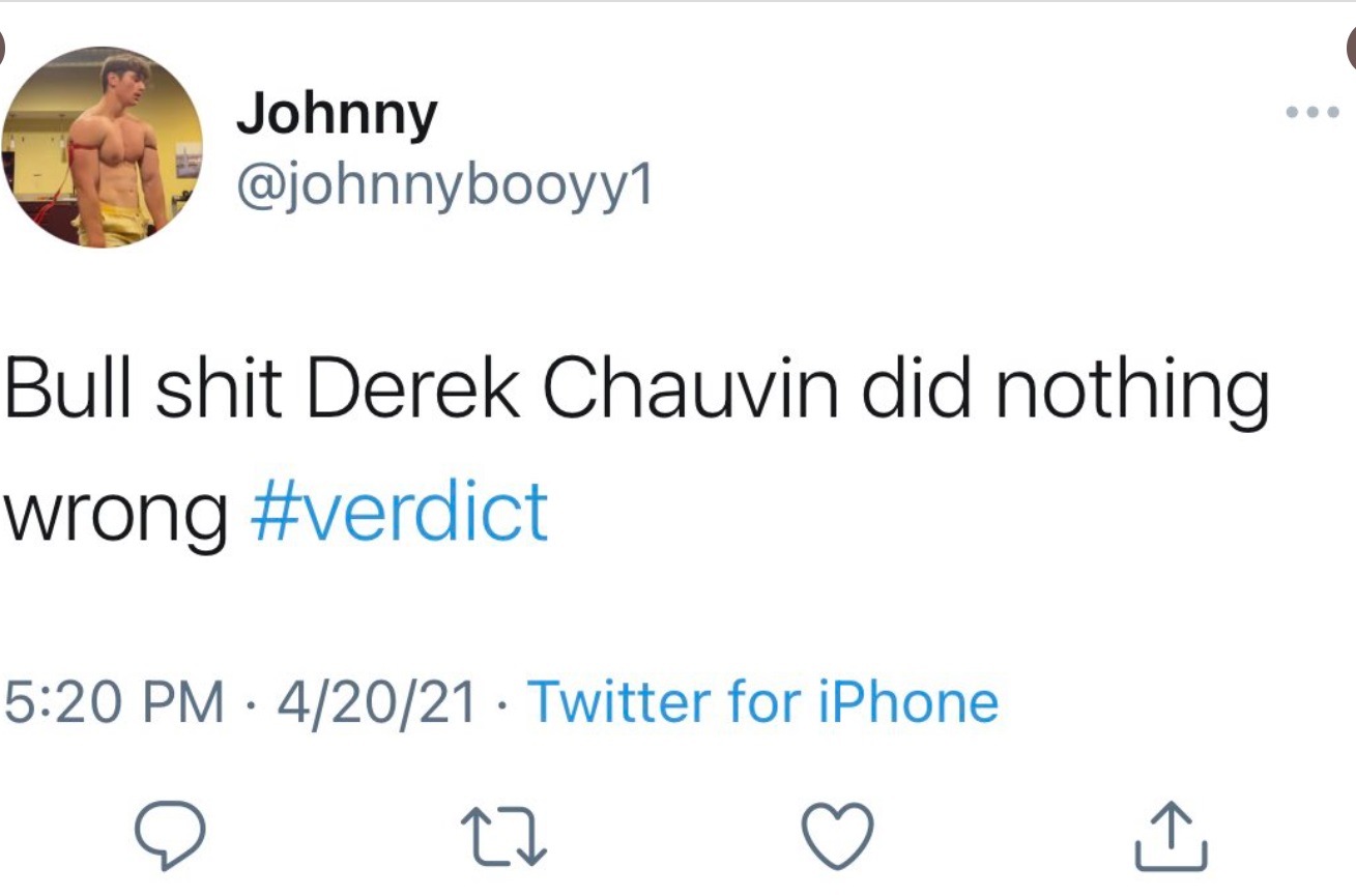 PHOTO Racist White Kid Says Derek Chauvin Did Nothing Wrong