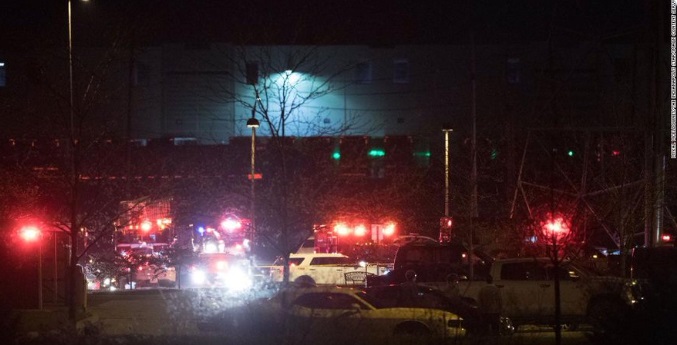 PHOTO Scene Outside FedEx Facility In Indianapolis