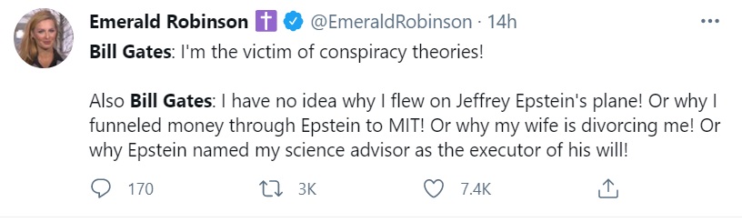 PHOTO Bill Gates Contradicting Himself For Flying On Jeffrey Epstein's Plane And Then Saying He's Victim Of A Conspiracy Theory