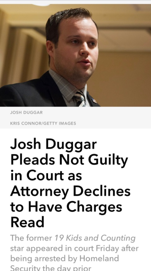 PHOTO Josh Duggar's Attorney Doesn't Want To Have Charges Read In Court