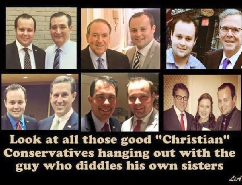 PHOTO Look At All Those Good Christian Conservatives Hanging Out With The Guy Who Diddles His Own Sister Josh Duggar Meme