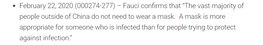 PHOTO Fauci Leaked Email In February 2020 Said People Outside Of China Didn't Need To Wear A Mask