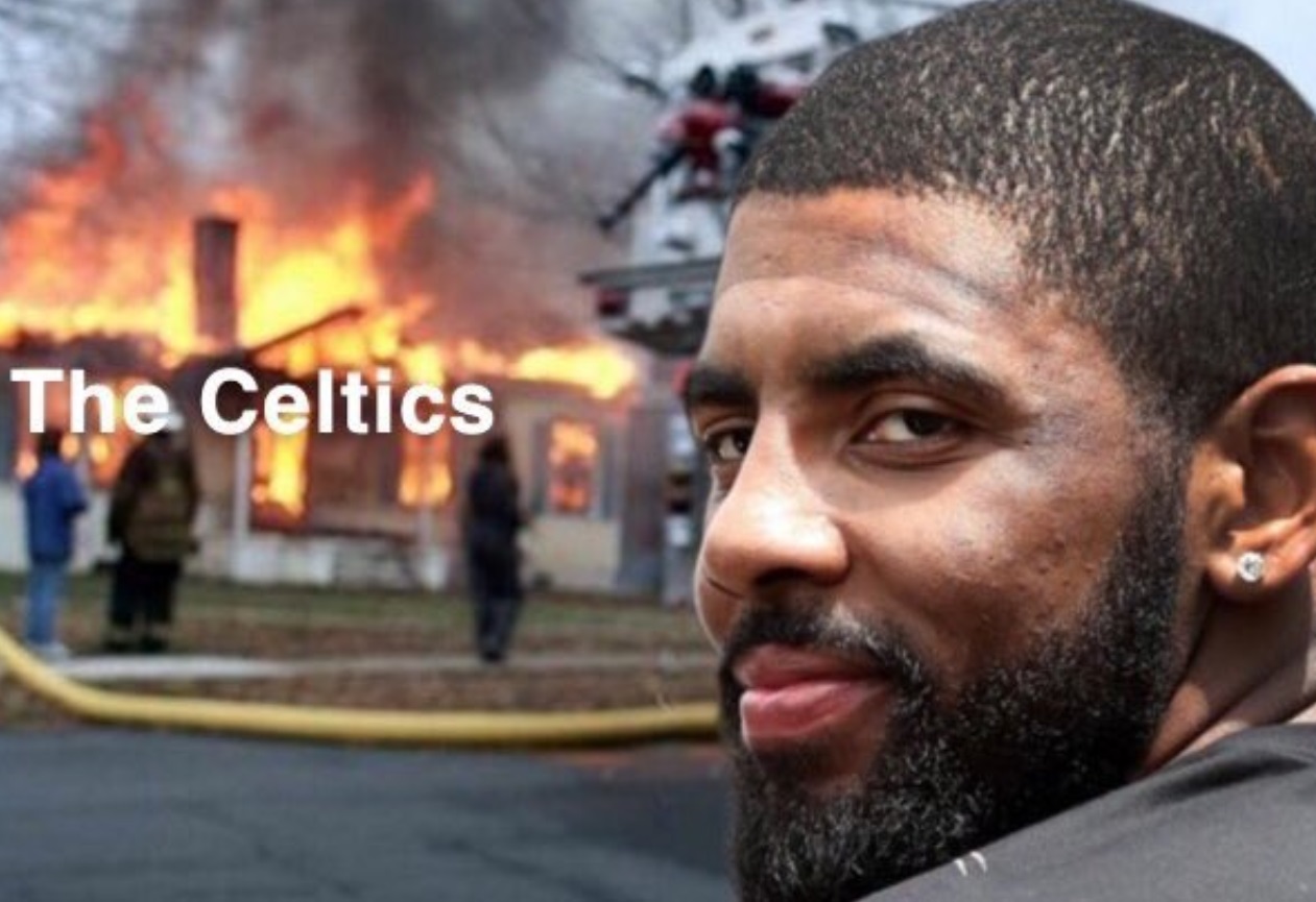 PHOTO Kyrie Irving Watching The Celtics Burn While Smirking Meme