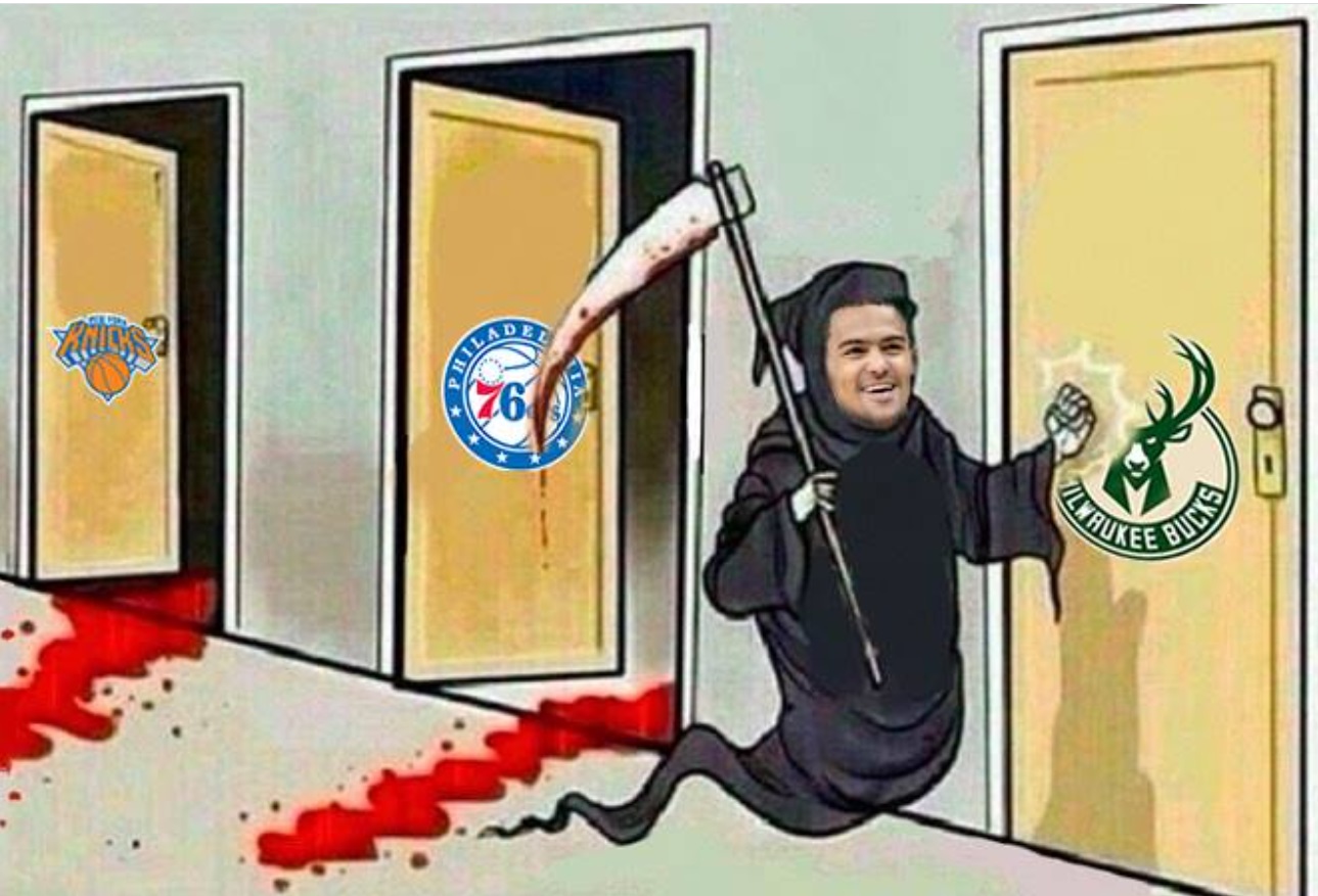 PHOTO Trae Young Going Door To Door With An Axe Meme