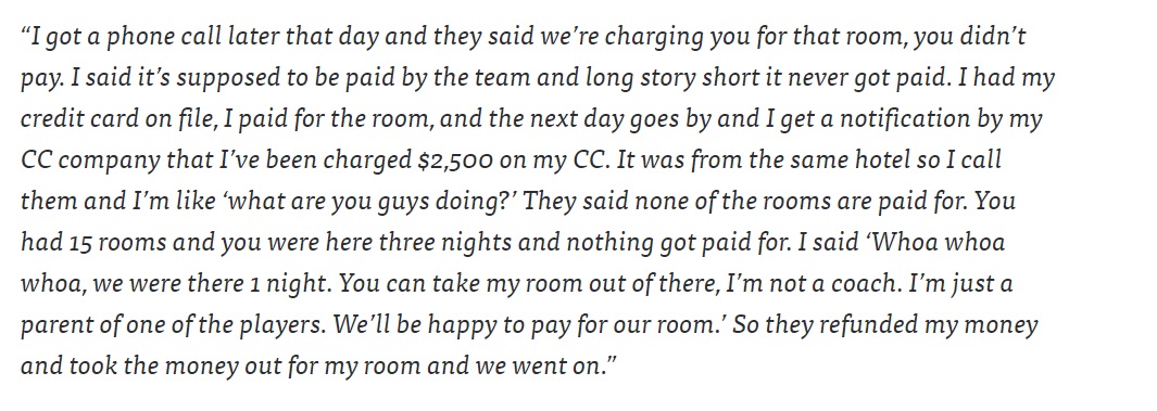 PHOTO A Parent Of A Player On Bishop Sycamore Ended Up Paying $2500 For 15 Rooms For The Team Because The Team Staff Didn't Pay The Bill